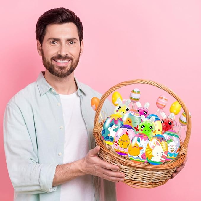 24 Pack Prefilled Easter Eggs with Toys–Easter Egg Fillers & Easter Basket Stuffers, Squeeze & Fidget Toys for Easter Egg Hunt Party Favors