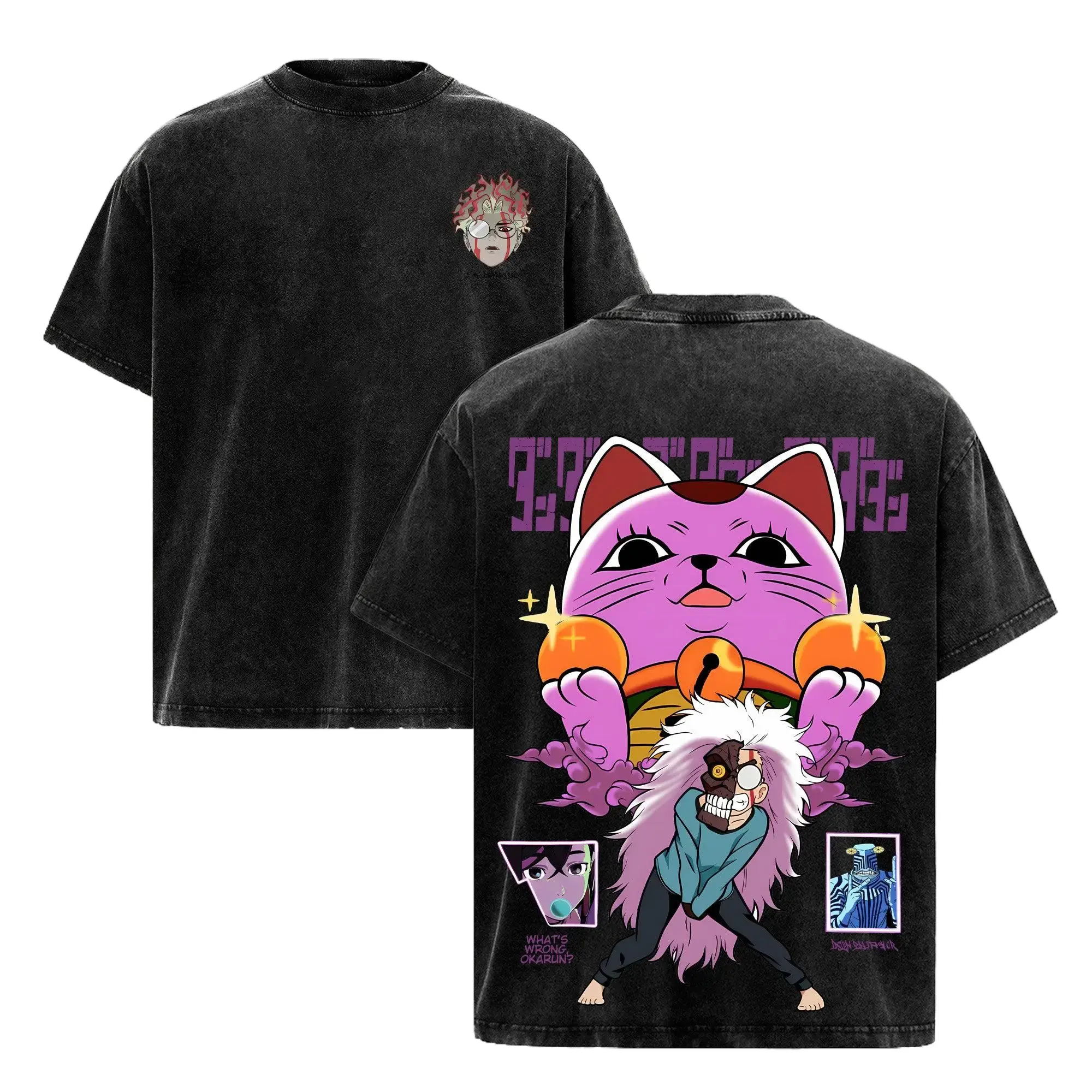 Dandadan Anime Graphic Tee Acid Wash Vintage Oversized T-Shirt Men Women Streetwear. Retro Manga Shirt Okarun Turbo Granny Y2K Clothing Japanese Harajuku Style Casual Cotton Top. TikTok Viral Fashion Outfit Anime Lover Gift Trendy Street Style.