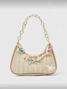 Women's Summer Straw Beach Bag Starfish Shell Woven Shoulder Tote Handbag Beachside Crossbody Purse