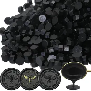 300 Pcs Octagon Black Refill Sealing Wax Beads for Wax Stamp Sealing, Perfect for Wedding Invitations, Christmas Cards, Envelopes and Letter Sealing
