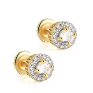 New Hip Hop Stud Earrings round Micro Zircon-Encrusted Stud Earrings Hiphop Hip Hop Men's Earrings High Quality Valentine's Day Gift gldmen'schain