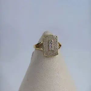 Rectangle Shape Ring - 14k Laminated Gold Simple Design Hypoallergenic 3 Layers Protection for Daily Use