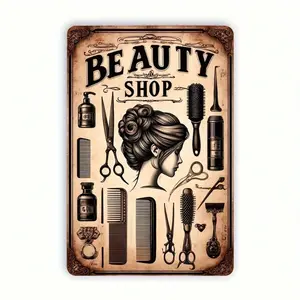 Vintage Metal Tin Sign Antique Iron Poster Retro Wall Decor for Hair Salon Bar Man Cave, Rustic Metal Painting Art
