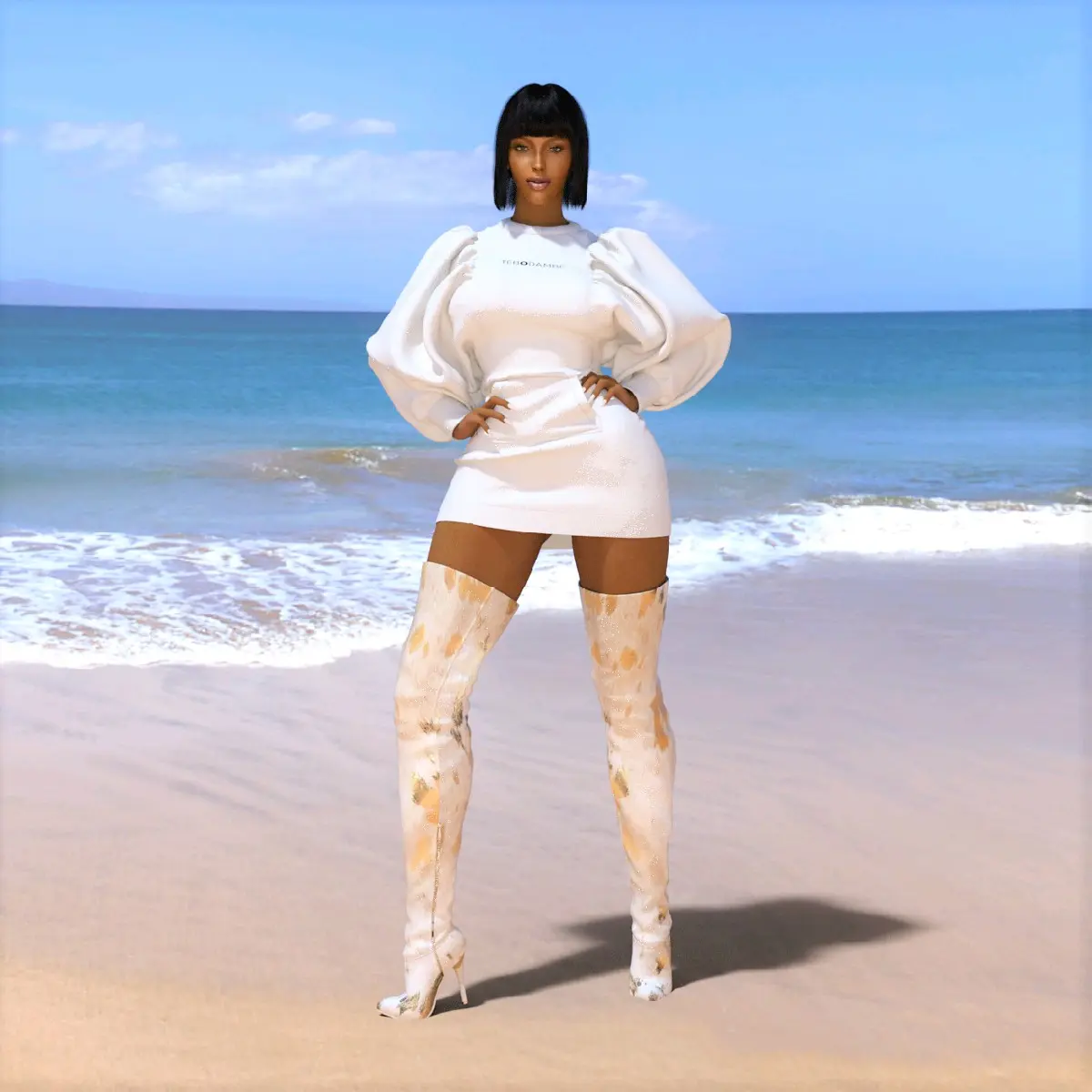 TEBO DAMBE Ivory Sweater Dress | Tebo Dambe Women's Spring 2024 Collection #TeboDambe #TDSS24