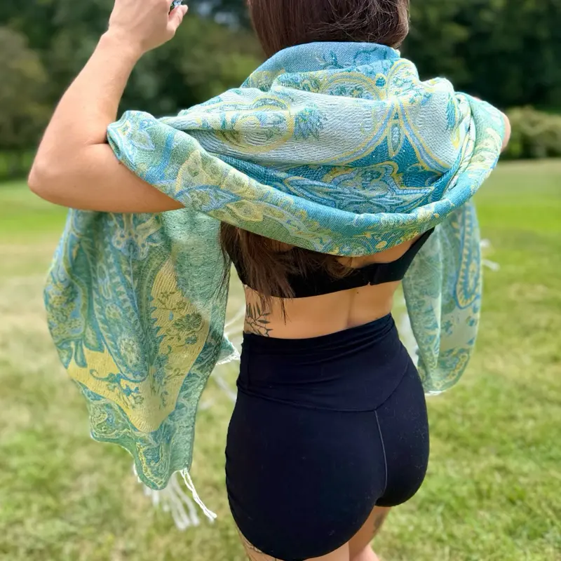 Light Blue Multi-Color Rhinestone Pashmina Shawl