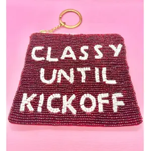 Dark Maroon Classy Until Kickoff Beaded Coin Purse