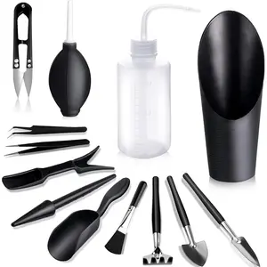 13 Pcs Mini Garden Tool Set, Transplanting Tools Set,Succulent Care kit for Succulent Miniature Gardening Plant, Black