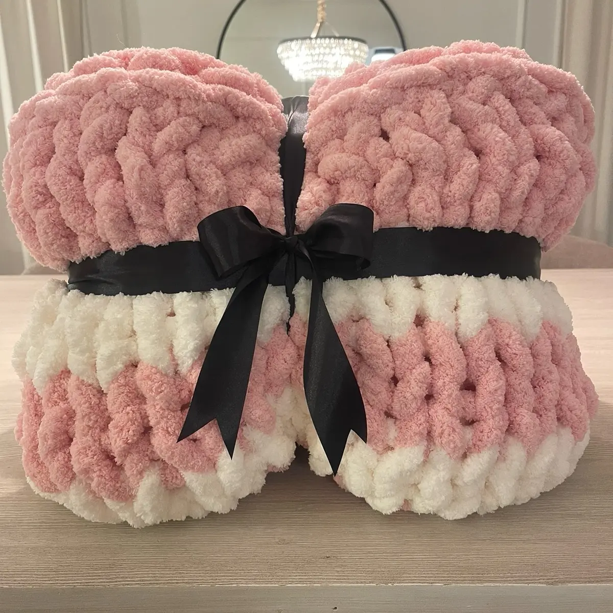 50x55" soft and cozy hand knit chunky blanket