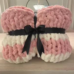 50x55" soft and cozy hand knit chunky blanket