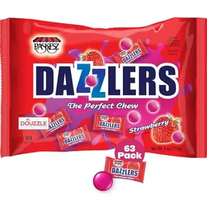 DOUzzle Back To School Dazzlers Strawberry Chews, The Perfect Chew Candy (63 Count, 1 Pack) Individually Wrapped, Party Favor, Goodie Bag & Pinata Filler - Kosher Parve