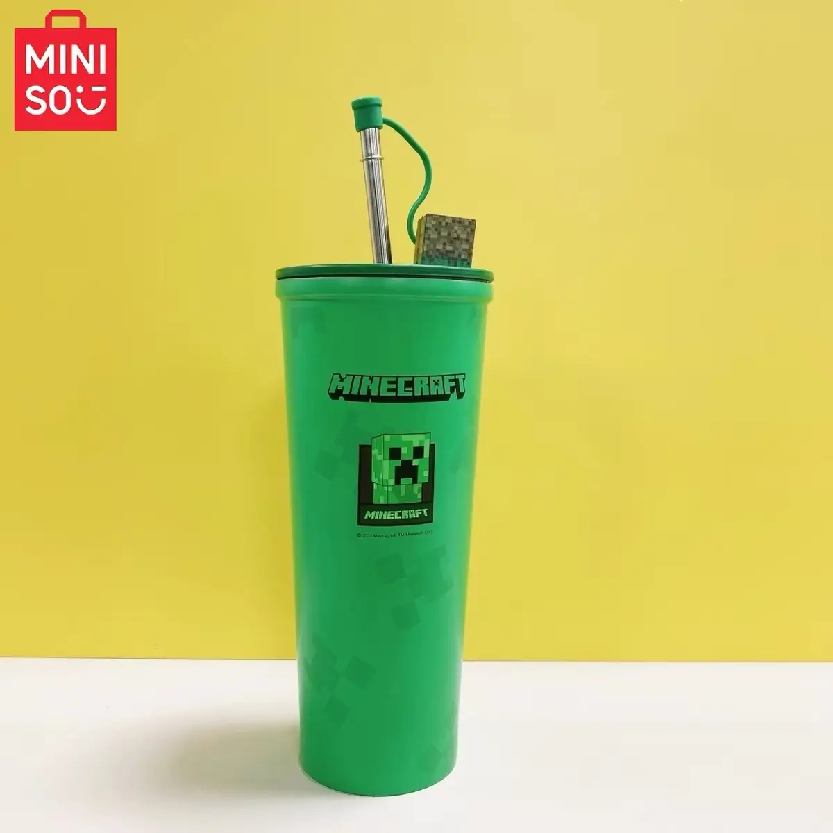 MINISO xMinecraft Double Wall StainlessSteelStraw CupLarge CapacityReusable Tumbler for Adults