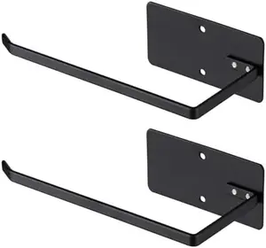 2-Pack Black Toilet Paper Holder – Wall Mounted, Self-Adhesive, Stainless Steel Smooth Cleaning