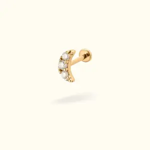 14k Crescent Moon Flat back Earring