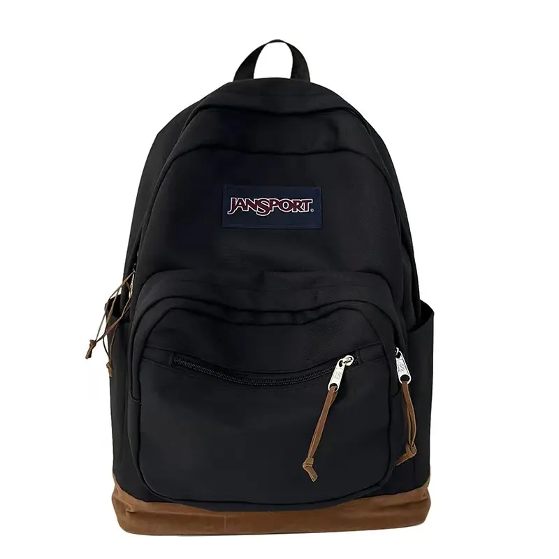 JanSport Lightweight Black Backpack with Suede Bottom - Vintage School Rucksack for High School, College Students (Sports & Outdoor Accessory)