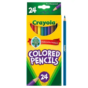 Colored Pencils Set in Assorted Colors, Pre-Sharpened, 24 Count