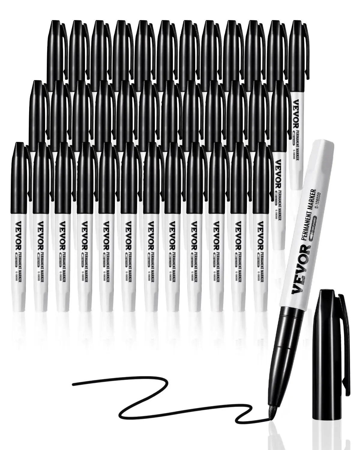 【DealsForYouDays】VEVOR Permanent Markers, bulk permanent markers for warehouse, 36 Pack Black Fine Point Quick-Drying Fade-Resistant Markers for Plastic, Paper, Metal, Glass, Wood - Office, School, Warehouse Use