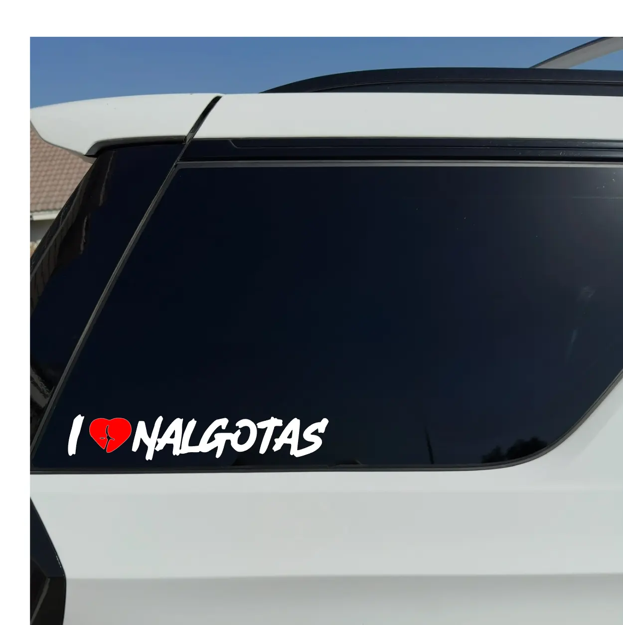 I Love Nalgotas Vinyl Car Sticker Adhesive Decal - 4x4x4 inches, Flexible, Durable Vinyl Material, Easy Application on Smooth Surfaces, for Automotive Exterior Use