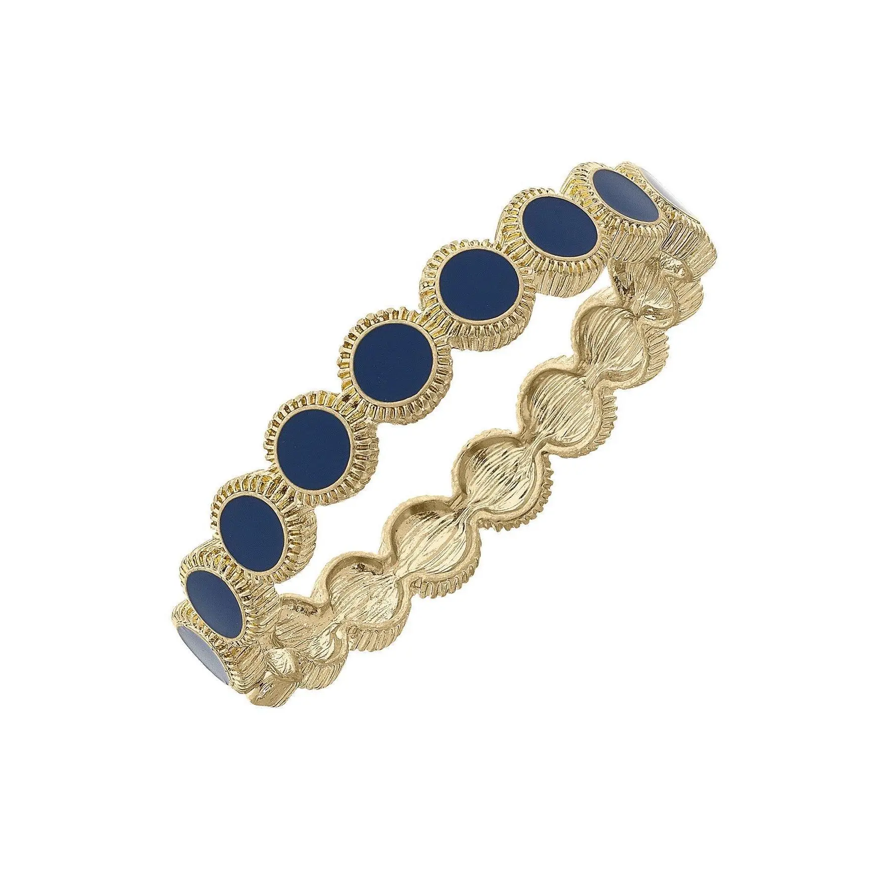 Bianca Enamel Disc Hinge Bangle in Royal Blue