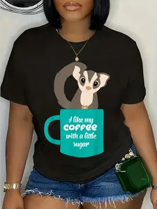 100% Cotton Sugar Glider T-Shirt Gift for Sugar Glider and Coffee Lovers T-Shirt