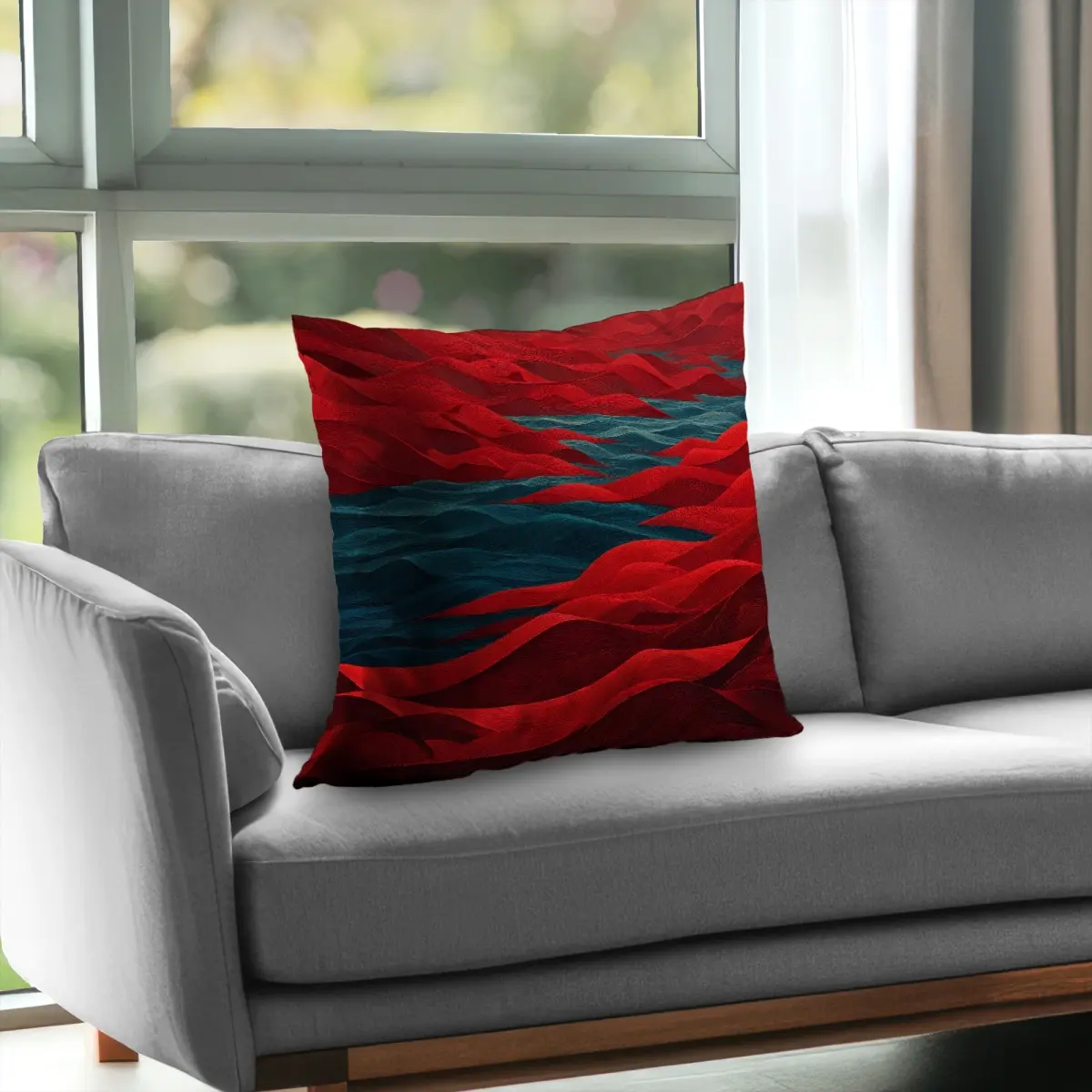 MWW C1PC2626EECRK5 26 x 26 in. Red Sea - Turquoise Polyester Twill Throw Pillow for Home Decor