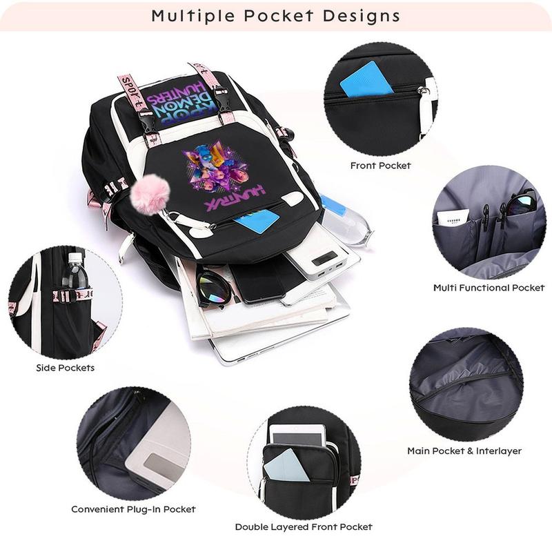 KPop Demon Hunters Youth Backpacks Merch Laptop Bags Use for Travel Commuting＆Camping Best Gift for Birthday 18.1''*11.4''