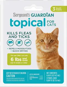 Sergeant's Guardian Flea & Tick Squeeze On Topical Cats 6lbs and Over., 3 Count