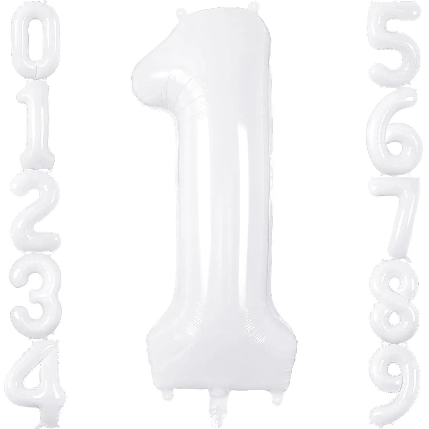 White Number 1 Balloon 40 Inch, Big Large Foil Helium Number Balloons, Giant Mylar Number 1 Balloons For 1St First Birthday Party Decorations Supplies Anniversary