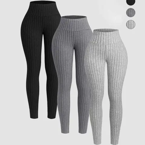 Women's Fall Winter Fleece Lined Thickened Cozy Ribbed High Waist Slim Fit Long Pants, Fashion Versatile Solid Color Casual Trousers, Autumn Casual Pants