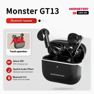 Monster GT13 TWS Bluetooth 5.4 Earphone HiFi Stereo Gaming Noise Cancelling Waterproof with Type-C Charging & Mic clip 66 108 karaoke for kids headset gifts homeowners phones speaker deals 2025 quiet comfort ultra buds 105 15 pro black fri  p2  blast  spa