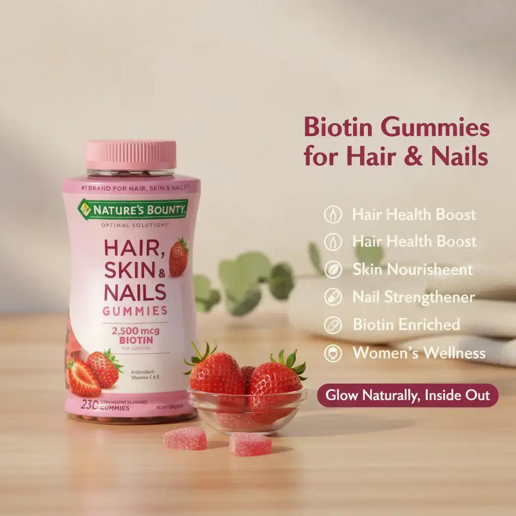 Nature’s bounty hair ,skin and nails vitamins gummies with biotin for 230 count women’s Supplement Edible Beauty Dietary Fitness