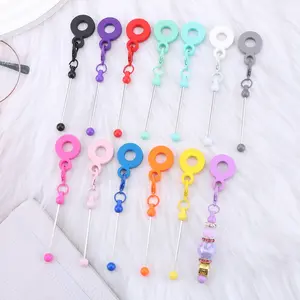 10 Piece Round Straw Cup Buckle Set, DIY Keychain Pendant Making Materials, Handmade Bead Key Chain, for Jewelry Making, Bags, Gifts, Keychain Kawaii