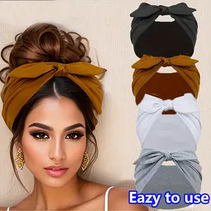 Fashion Solid Color Headband, Soft Elastic Loose Hair Band, Comfortable Multi-Scene Use, Elegant Bow Design, Perfect for Daily & Vacation Style