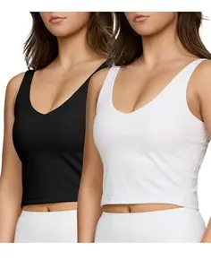 Pure Champ Sports Bras 2-Pack Medium Support Crop Tops for Women with Removable Padding