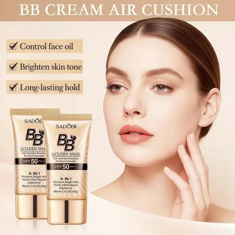 High-Conceal Snail BB Cream - 40g Makeup Products, Alcohol-Free, Matte Finish, Waterproof, Sun Protection, Oil Control, Long-Wear, Easy-to-Apply, Natural Look, Even Skin, Less Touch-Ups, Ideal for Beginners