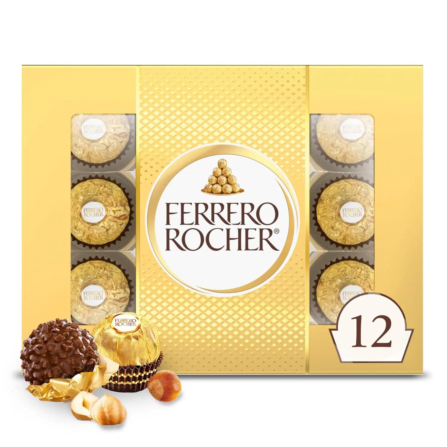 Gourmet Hazelnut Milk Chocolate Valentine's Day Gift Box, 12 Individually Wrapped Chocolates for Gifting, 5.3 oz