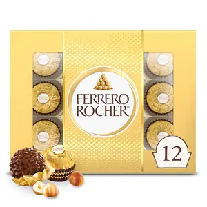 Gourmet Hazelnut Milk Chocolate Valentine's Day Gift Box, 12 Individually Wrapped Chocolates for Gifting, 5.3 oz