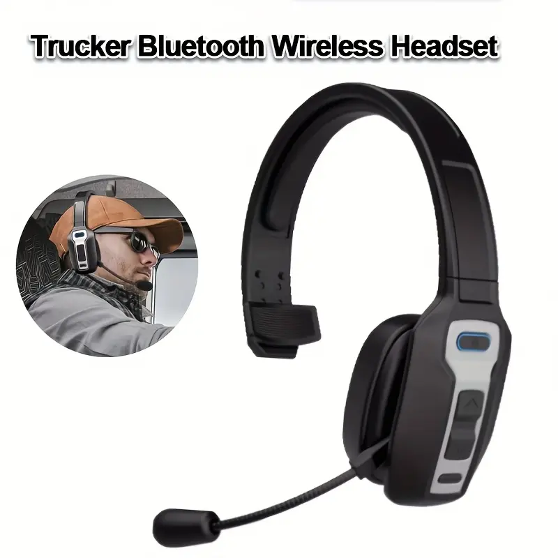 [Noise Canceling Headset] 60Hrs Noise Canceling Trucker Headset With Mute Button - Headset For Cellphone Office Work
