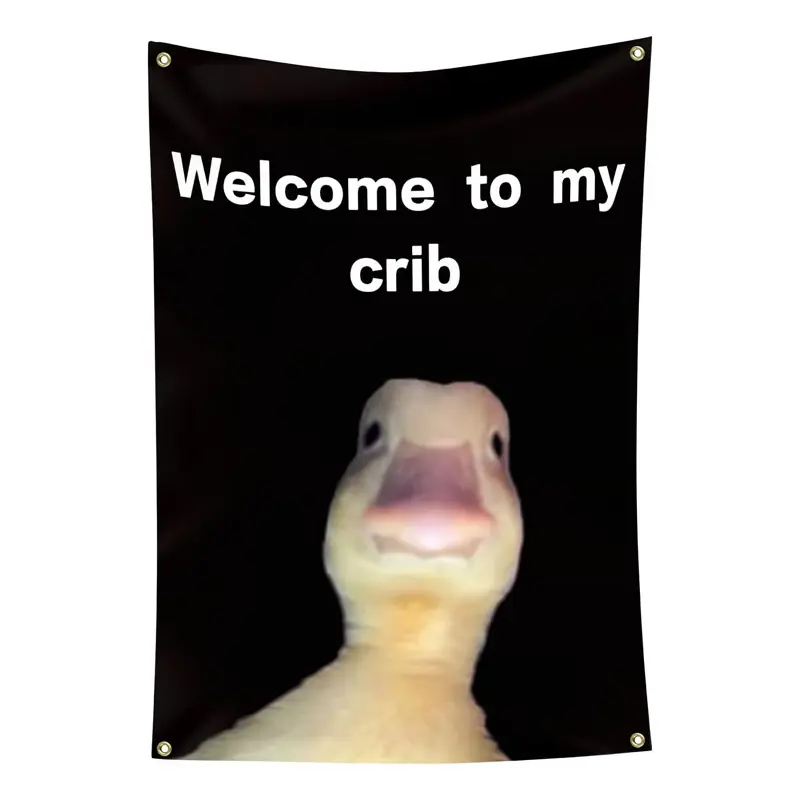 2x3 Ft Welcome to My Crib Funny Decor Flag - Durable Handicraft Wall Flag with Brass Grommets, College Dorm Room Decor, Gift for Man Cave Hanging Art