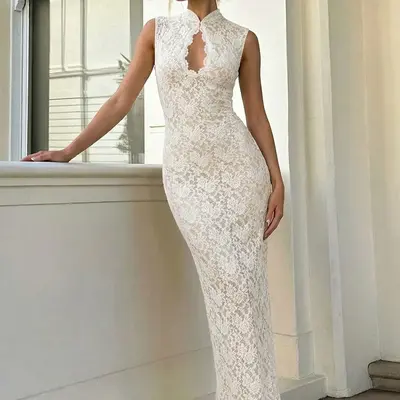 Monaco White Dress with Scarf - TikTok Shop