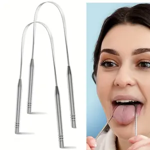 High-quality stainless steel tongue scraper, oral cleaner, universal for adults and children 2 packs