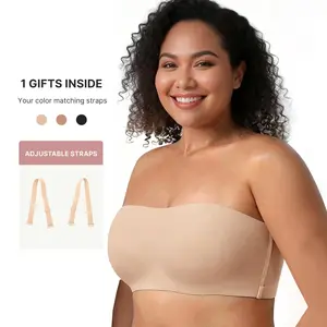FeelinGirl FeelSoft Anti Slip Comfort Strapless Bra Plus Size No Underwire Wireless Detachable Straps Seamless Daily Wear Bras
