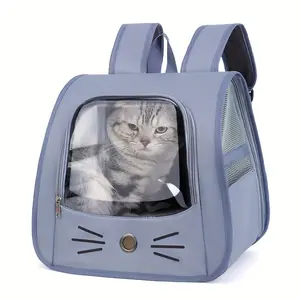 [Breathable Cat Backpack] 1pc Breathable Large Transparent Cat Backpack - Portable Pet Carrier With Ventilation Holes, Durable Travel Bag For Cats And Dogs, Comfortable Shoulder Straps, Pet Supplies