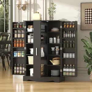 47” Kitchen Pantry Cabinet with Drawer, Pantry Storage Cabinet with Adjustable Shelves, White Kitchen Pantry Storage Cabinet, Buffet Cupboards Sideboard for Home Office Use