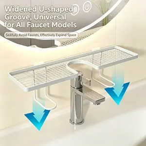 No-Drill Faucet Shelf, Durable and Easy to Install Bathroom Organizer, Perfect for Storing Toothbrushes and Accessories, Elegant Design, Toothbrush Holder