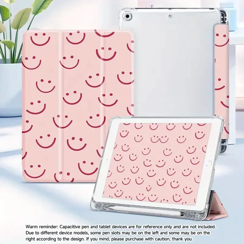 Case for iPad with Auto Sleep/Wake, 3-Fold Stand Cover, Anti-Drop Protection, Compatible with iPad 5/6/7/8/9/10th Gen, iPad mini 4/5, iPad Air - Pastel Pink, TPU Soft Case with Full Edge Guard - Ideal Gift for iPad Users, iPad Shockproof Case, Smartphone