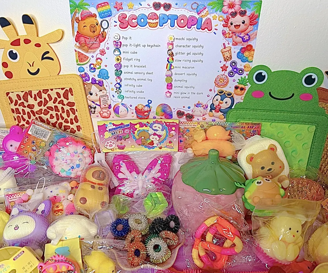 Scooptopia Kawaii Stress Relief Toy Bundle | 10+ Cute Fidget Toys
