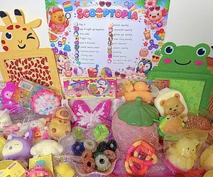 Scooptopia Kawaii Stress Relief Toy Bundle | 10+ Cute Fidget Toys