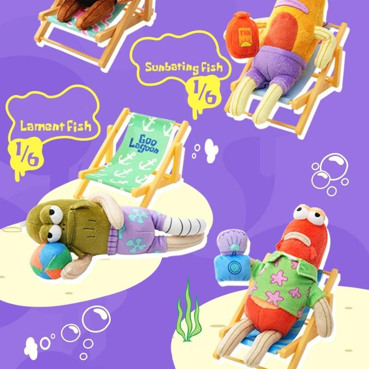 SpongeBob Bikini Booth Series Movable Plush Built-In Iron Wire For Free Posing Poseable Cartoon Pendant Trendy Backpack Decor Collectible Toy For SpongeBob Fans