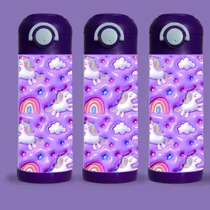 Unicorn and Rainbow 12 oz kid Tumbler - BPA Free, stainless steel, Leak proof, durable, with clear lid