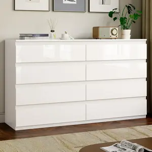 OtterOasis White Wood Dresser for Bedroom, 8 Drawer Dressers for Clothes Storage, Modern Dresser with Drawers, 55" Wide Wooden Chest Drawers for Living Room, Entryway, TV Stand(55" W x15.4 Dx32.3 H)